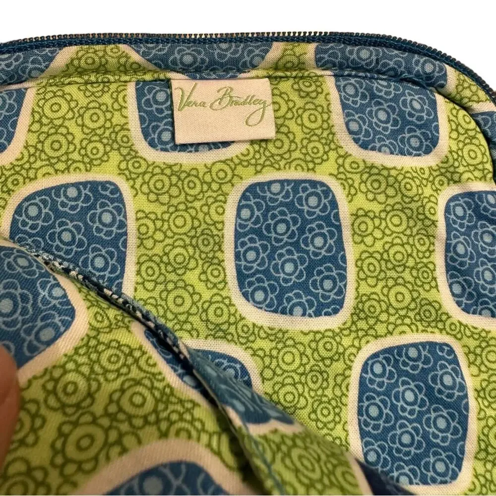 Vera Bradley Mini Tablet Zipped Carrying Case in Blue and Green Print 6.5 x 8.5